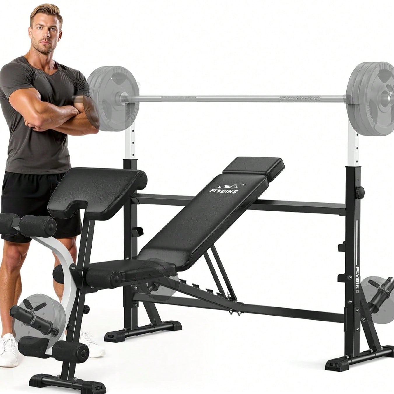 FLYBIRD Adjustable Weight Benc - Home Gym Leg Press review and price