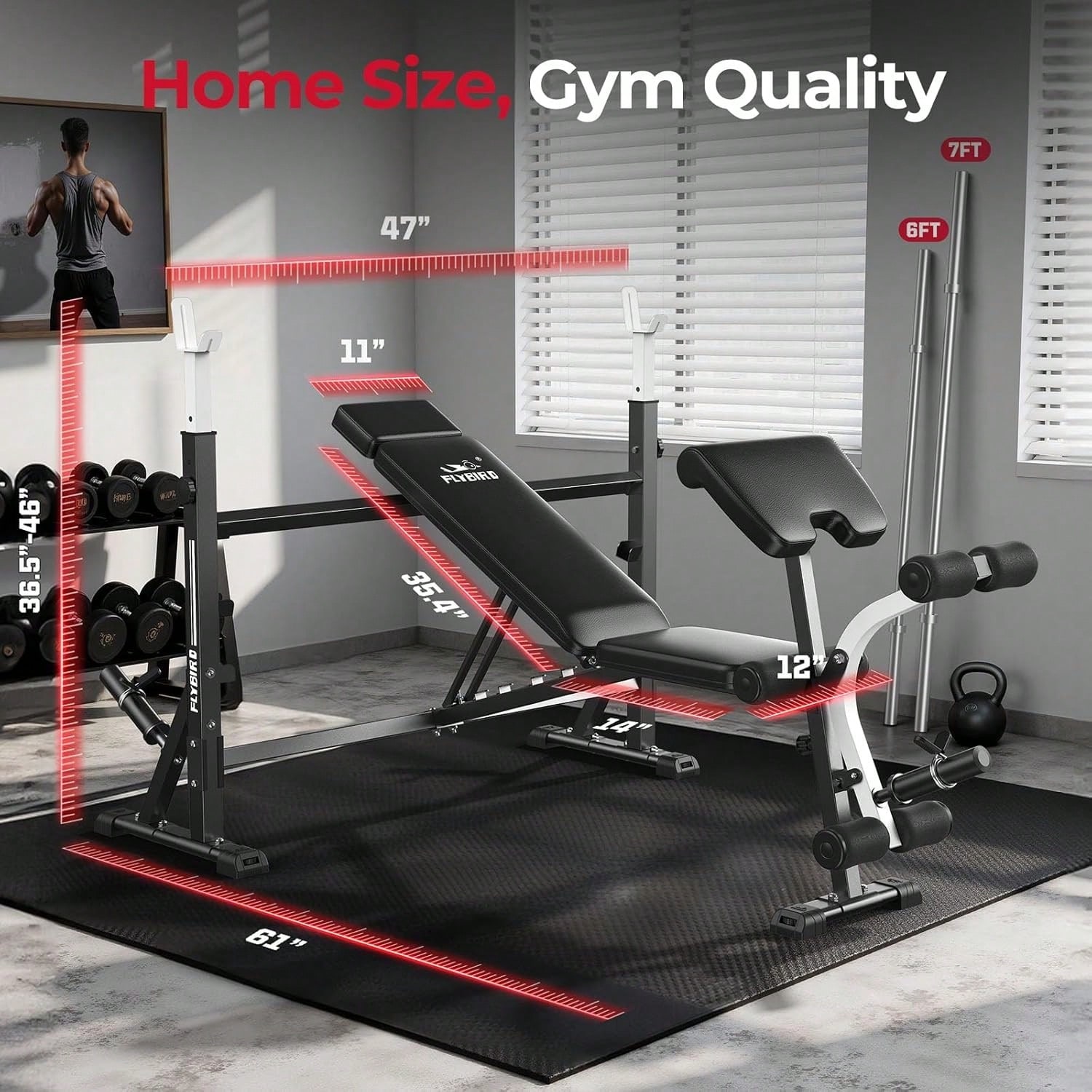 FLYBIRD Adjustable Weight Benc - Home Gym Leg Press review and price