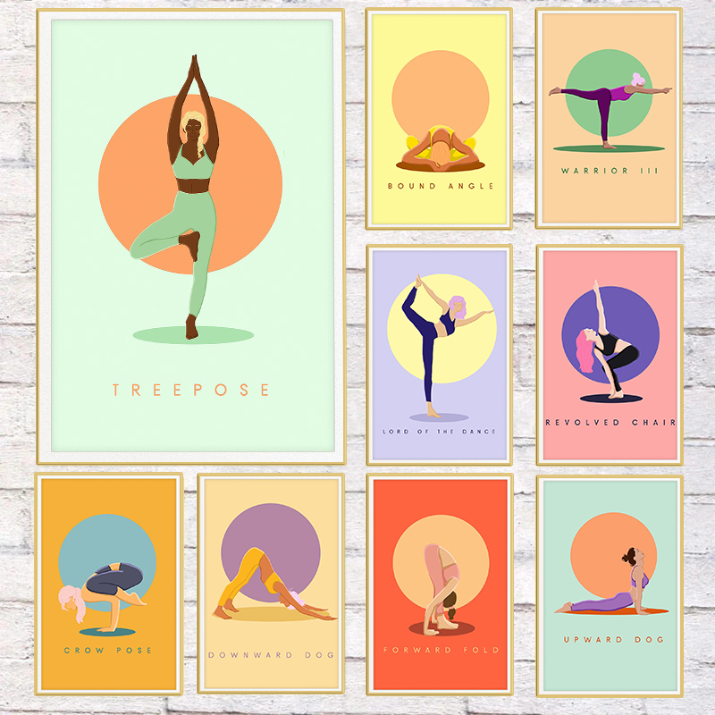 Modern Abstract Yoga Poses Pos - Home Gym Yoga Room review and price