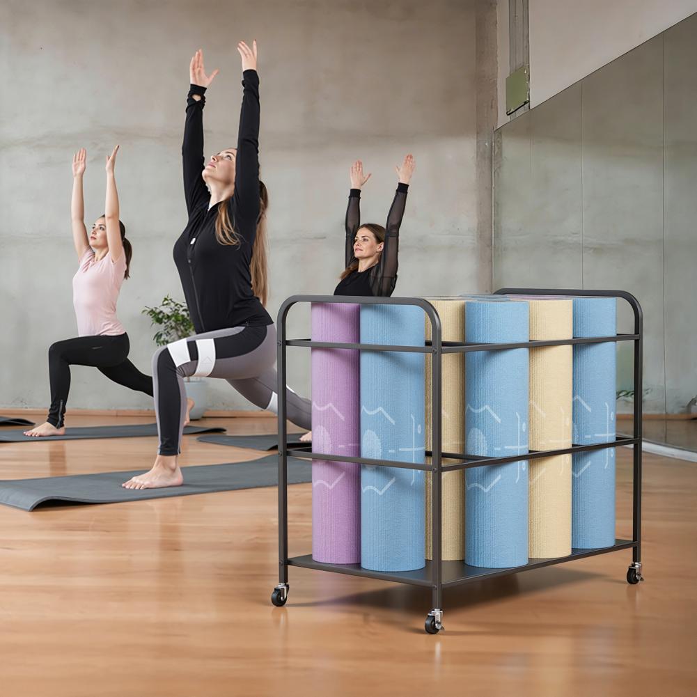 Yoga Mat Storage Rack with Whe - Home Gym Yoga Room review and price