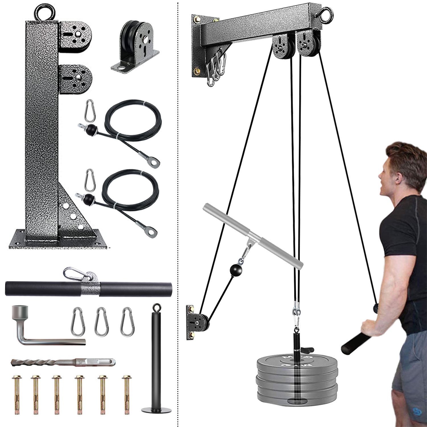 Fitness Wall Mounted Pulley Sy - Home Gym Pulley System review and price