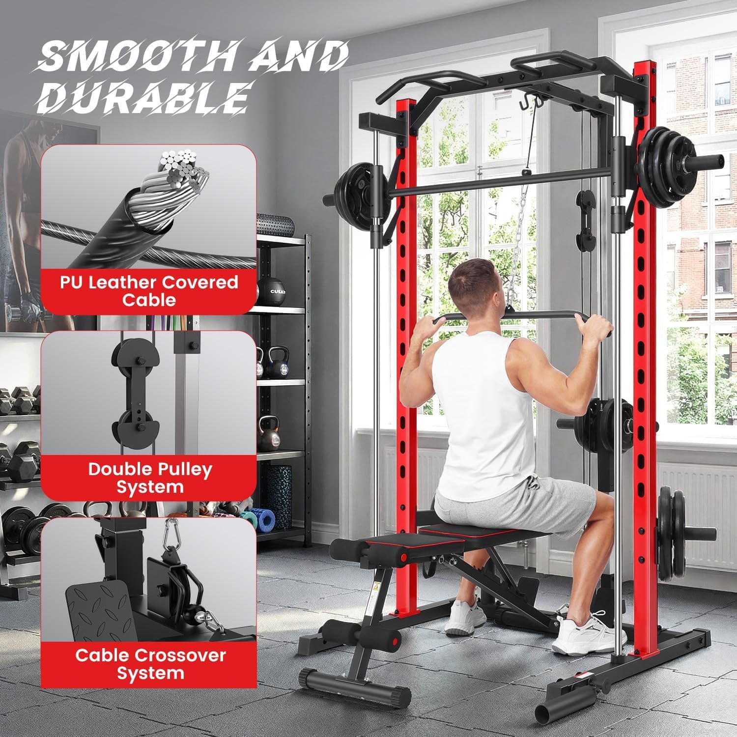 All-in-One Smith Machine Power - Home Gym Lat Pulldown Machine review and price