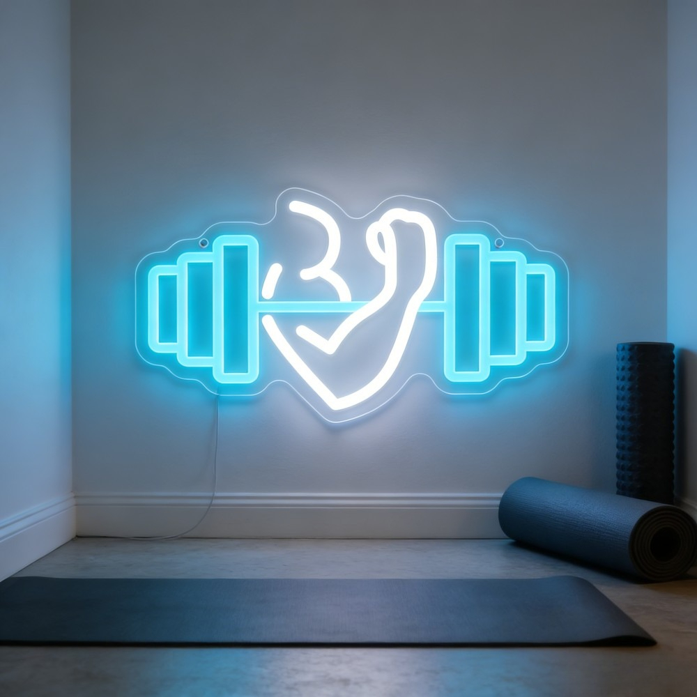 Bicep Dumbbell Neon Sign LED W - Home Gym Yoga Room review and price